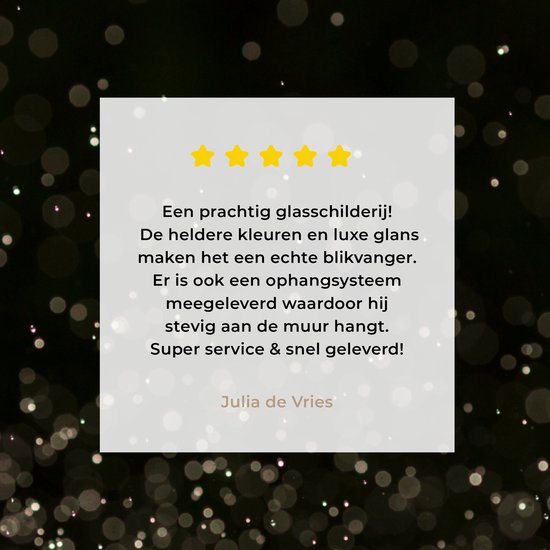 MuchoWow® Peinture sur Verre - Paillettes sur Fond Noir - 50x50 cm - Peintures sur Verre Acrylique - Photo sur Glas