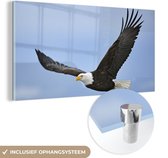 MuchoWow® Glasschilderij 160x80 cm - Schilderij acrylglas - Een vliegende Amerikaanse zeearend - Foto op glas - Schilderijen