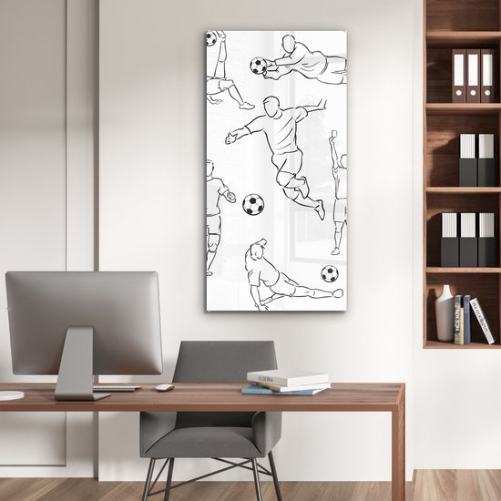 ® Glasschilderij 60x120 cm - Schilderij acrylglas - Een illustratie van spelers in verschillende posities - Jongetje - Meisje - Kinderen - Foto op glas - Muurdecoratie woonkamer - Wanddecoratie slaapkamer - Schilderijen