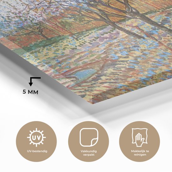 MuchoWow® Peinture sur Verre - Pêcher en Fleurs - Vincent van Gogh - 160x80 cm - Peintures sur Verre Acrylique - Photo sur Glas