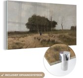 MuchoWow® Glasschilderij 80x40 cm - Schilderij acrylglas - Heide bij Laren - Schilderij van Anton Mauve - Foto op glas - Schilderijen