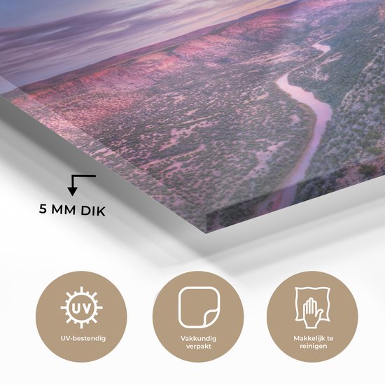 MuchoWow® Peinture sur Verre - Lever de Soleil sur Paysage au New Mexico - 150x100 cm - Peintures sur Verre Acrylique - Photo sur Glas