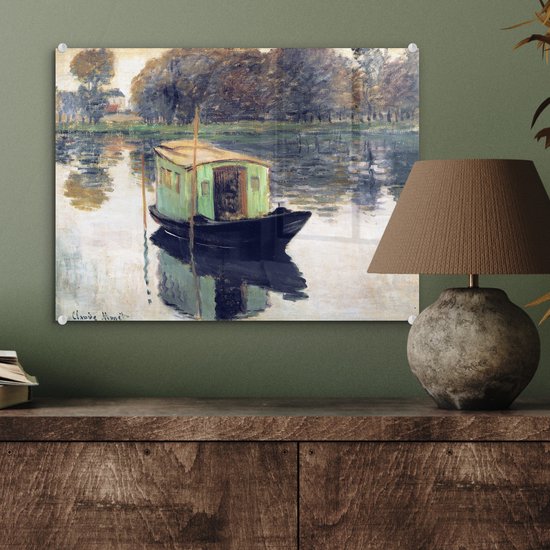 MuchoWow® Peinture sur verre 40x30 cm - Peinture sur verre acrylique - Le bateau atelier - Peinture de Claude Monet - Photo sur verre - Peintures