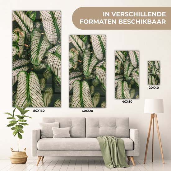 MuchoWow® Peinture sur verre 20x40 cm - Peinture acrylique sur verre - Feuilles - Plante - Vert - Photo sur verre - Peintures