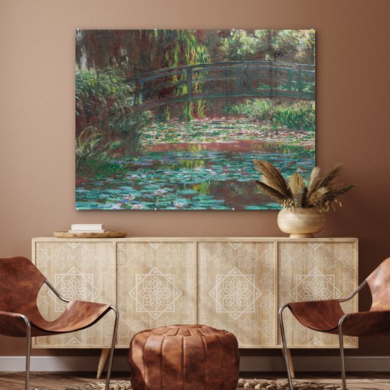 MuchoWow® Peinture sur verre 120x90 cm - Peinture sur verre acrylique - Étang aux Water - Peinture de Claude Monet - Photo sur verre - Peintures