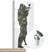 MuchoWow® Peinture sur verre 40x80 cm - Peinture sur verre acrylique - Une illustration de camouflage militaire pendant le paintball - Photo sur verre - Peintures