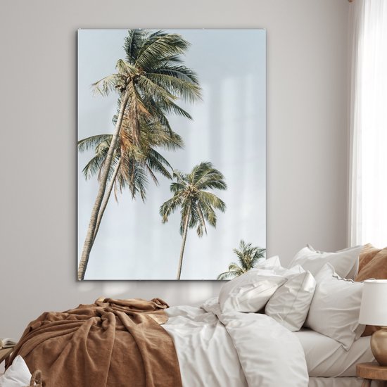 MuchoWow® Peinture sur verre 120x160 cm - Peinture sur verre acrylique - Palmiers - Été - Tropical - Photo sur verre - Peintures