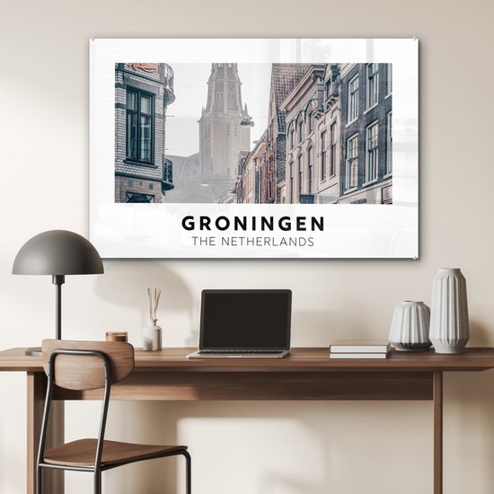 MuchoWow® Peinture sur verre - Groningue - Nederland - Tour - 90x60 cm - Peintures sur verre acrylique - Photo sur Glas