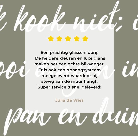 MuchoWow® Glasschilderij 120x90 cm - Schilderij acrylglas - Spreuken - Ik kook niet - Quotes - Humor - Koken - Foto op glas - Schilderijen