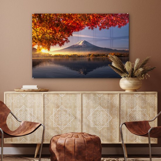 Peinture sur verre - Automne - Berg - Japon - 120x80 cm - Peintures Plexiglas