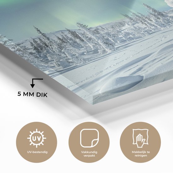 Peinture sur Verre - Paysage d'Hiver sous les Aurores Boréales - 90x60 cm - Peintures sur Verre Peintures - Photo sur Glas