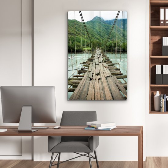 Peinture sur Verre - Pont - Bois - Rivière - 80x120 cm - Peintures sur Verre Peintures - Photo sur Glas