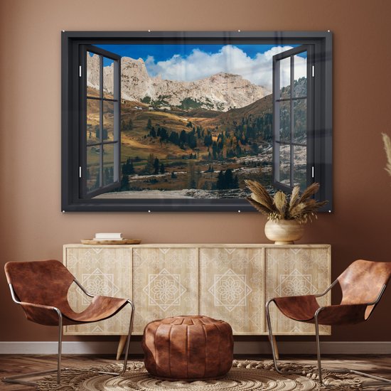 Peintures sur verre - Voir à travers - Montagnes - Vert - 180x120 cm - Peintures Plexiglas