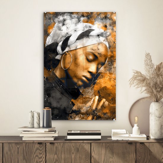 Peinture sur verre - Femme - Abstrait - Foulard - 40x60 cm - Peintures Plexiglas