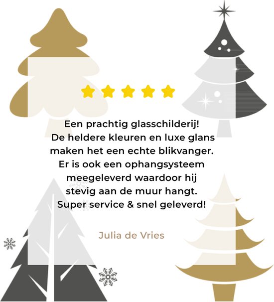 Peinture sur Verre - Dessin de Noël - Motif - Sapin de Noël - 90x90 cm - Peintures sur Verre Acrylique - Photo sur Glas