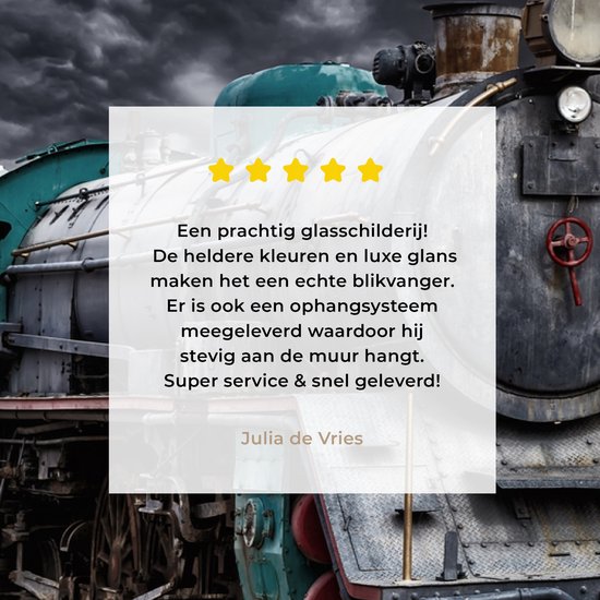 Peinture sur verre - Nuages sombres au-dessus de la locomotive à vapeur - 150x100 cm - Peintures en plexiglas