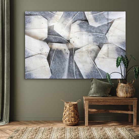 MuchoWow® Peinture sur verre 180x120 cm - Peinture sur verre acrylique - Fond sachets de thé - Photo sur verre - Peintures