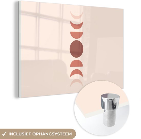 MuchoWow® Peinture sur verre 180x120 cm - Peinture sur verre - Illustration abstraite avec les phases de la lune - Photo sur verre acrylique - Peintures