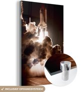 MuchoWow® Glasschilderij 40x60 cm - Schilderij acrylglas - Space shuttle lancering - Foto op glas - Schilderijen