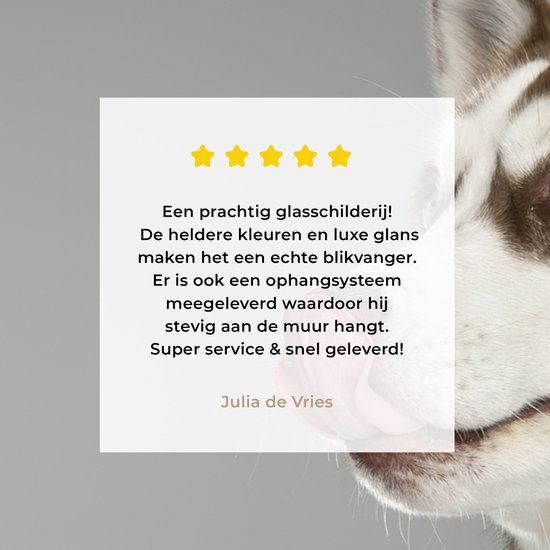 MuchoWow® Peinture sur verre - Husky - Animal - Lécher - 180x120 cm - Peintures sur verre acrylique - Photo sur Glas
