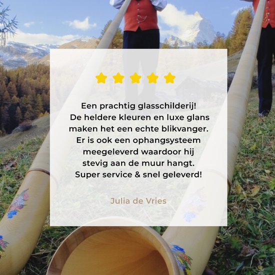 MuchoWow® Peinture sur verre 150x100 cm - Peinture sur verre acrylique - Alpes - Homme - Cor des Alpes - Photo sur verre - Peintures