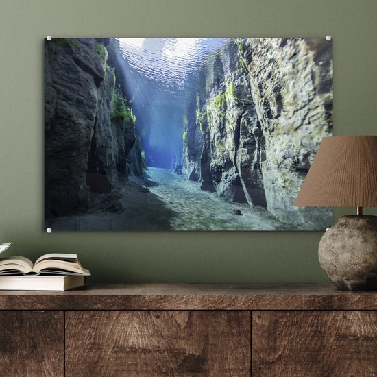 Rocks under water Glas 60x40 cm - Tirage photo sur Glas (décoration murale en plexiglas)