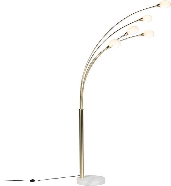 QAZQA sixties marmo - Design Vloerlamp | Staande Lamp - 5 lichts - H 2155 mm - Goud/messing - Woonkamer | Slaapkamer