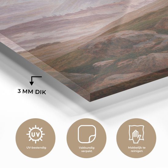 MuchoWow® Peinture sur verre 50x50 cm - Peinture sur verre - Monts des Giant - Caspar David Friedrich - Photo sur verre acrylique - Peintures