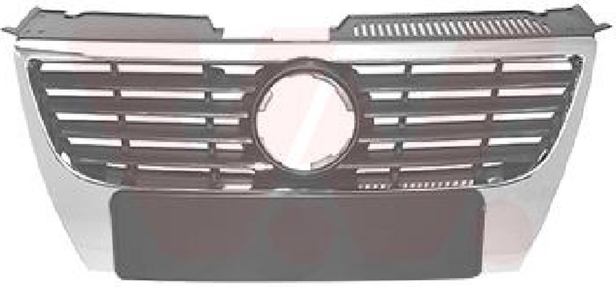 Volkswagen Passat, 2005 - 2010 - grille, zwart/ chrome, voor embleem van 130 mm