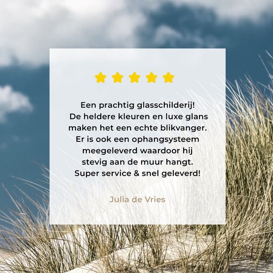 MuchoWow® Glasschilderij 50x50 cm - Schilderij acrylglas - Grashalmen groeien op de witte zandduinen - Foto op glas - Schilderijen