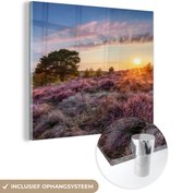 MuchoWow® Glasschilderij 20x20 cm - Schilderij acrylglas - Nederland - Zon - Natuur - Foto op glas - Schilderijen