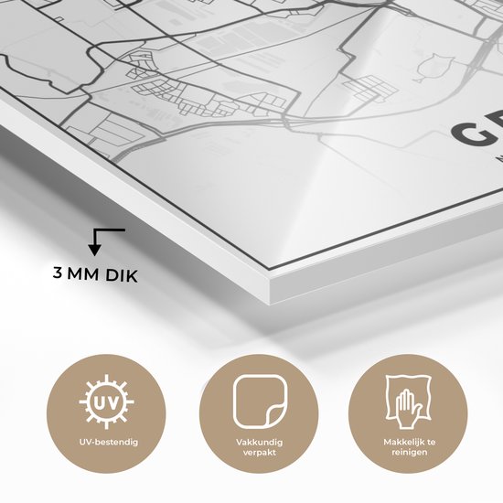 Peinture sur Verre - Plan de la Ville - Groningue - Pays- Nederland - 30x20 cm - Peintures sur Verre Peintures - Photo sur Glas