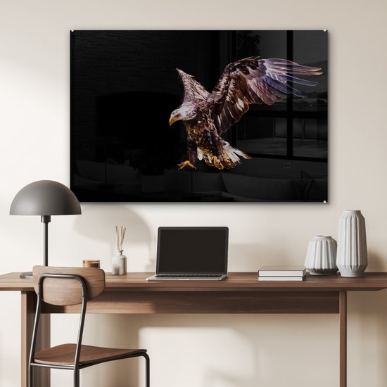 MuchoWow® Peinture sur Verre - Aigle - Vogel - Ressorts - 120x80 cm - Peintures sur Verre Acrylique - Photo sur Glas