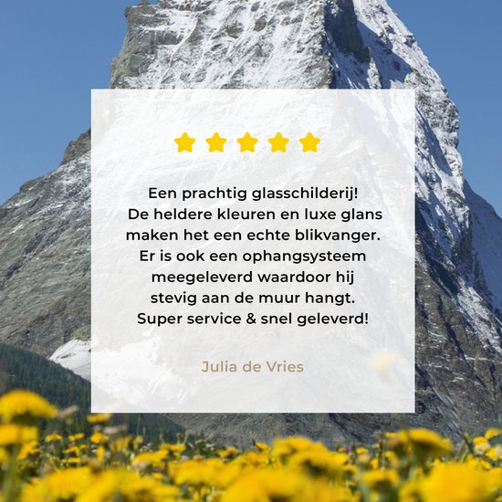 Le Cervin en Suisse au-dessus d'une prairie de pissenlit Plexiglas 40x30 cm - petit - Tirage photo sur verre (décoration murale en plexiglas)