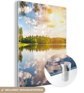 MuchoWow® Peinture sur verre 30x40 cm - Peinture acrylique sur verre - Arbres - Water - Soleil - Photo sur verre - Peintures
