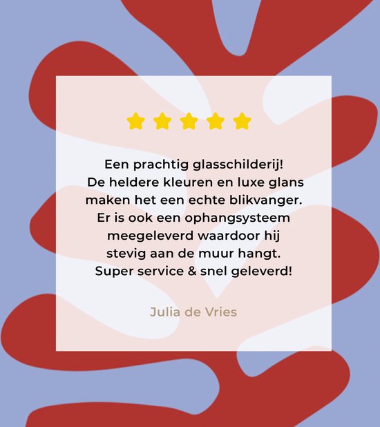 MuchoWow® Peinture sur verre 100x150 cm - Peinture sur verre acrylique - Matisse - Feuille - Rouge - Blauw - Abstrait - Photo sur verre - Peintures