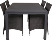 Marbella tuinmeubelset tafel 100x160/240cm en 4 stoel Knick zwart.