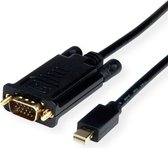 ROLINE Cable Mini DisplayPort - VGA, Mini DP M - VGA M, zwart, 3 m