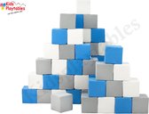 Zachte Soft Play Foam Blokken set 45 stuks wit-grijs-blauw | grote speelblokken | baby speelgoed | foamblokken | reuze bouwblokken | Soft play speelgoed | schuimblokken