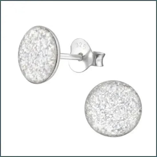Aramat jewels ® - 925 sterling zilveren oorbellen bloem glitter blauw