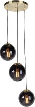 QAZQA pallon - Art Deco Hanglamp - 3 lichts - Ø 450 mm - Zwart Goud - Woonkamer | Slaapkamer