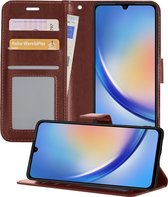 Hoesje Geschikt voor Samsung A34 Hoesje Book Case Hoes Portemonnee Cover Walletcase - Hoes Geschikt voor Samsung Galaxy A34 Hoes Bookcase Hoesje - Bruin