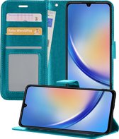 Hoesje Geschikt voor Samsung A34 Hoesje Book Case Hoes Portemonnee Cover Walletcase - Hoes Geschikt voor Samsung Galaxy A34 Hoes Bookcase Hoesje - Turquoise