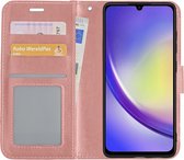 Hoesje - Met Pasjeshouder - Geschikt voor Samsung Galaxy A34 - Luxe Bookcase Portemonee - Flip Case - Kunstleer Book Case - Flipcase - Book Cover - Walletcase - Portemonneehoes - Rosé goud