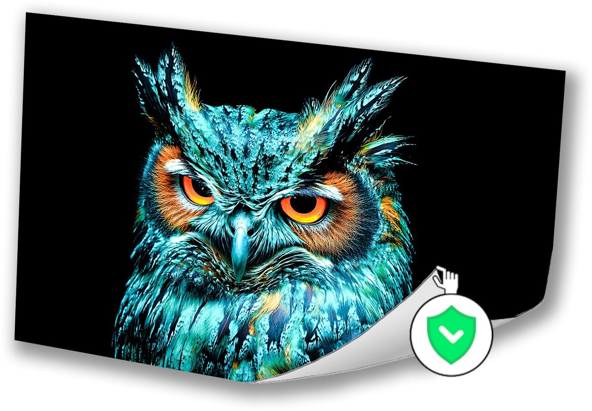 Uil met levendige kleuren - Uil posters - Posters dieren - Hyperrealisme - Posters kunst -