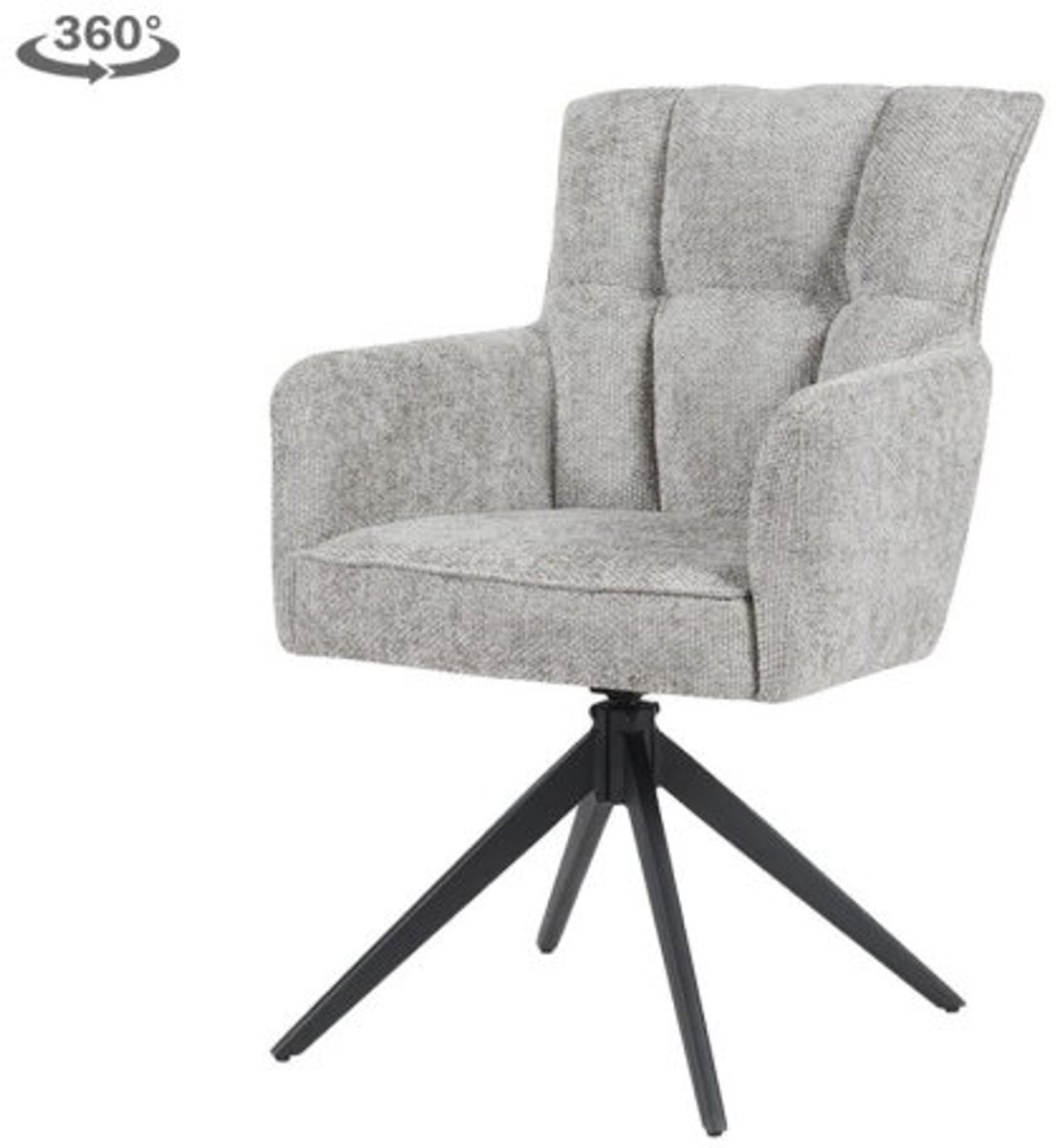 Tower Living Eetkamerstoel Bardi met armleuning draaibaar - Stof Haga 09 Silver Grijs zilver