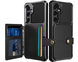 Portemonnee Hoesje Geschikt voor Samsung Galaxy A56 - Back Cover met Pasjeshouder - Telefoonhoesje voor Pinpas - Kaarthouder op Achterkant - Case met Magneet Zwart