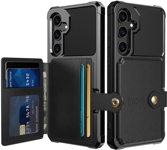 Portemonnee Hoesje Geschikt voor Samsung Galaxy A56 - Back Cover met Pasjeshouder - Telefoonhoesje voor Pinpas - Kaarthouder op Achterkant - Case met Magneet Zwart