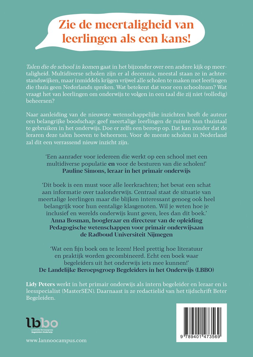 Talen die de school in komen - back cover