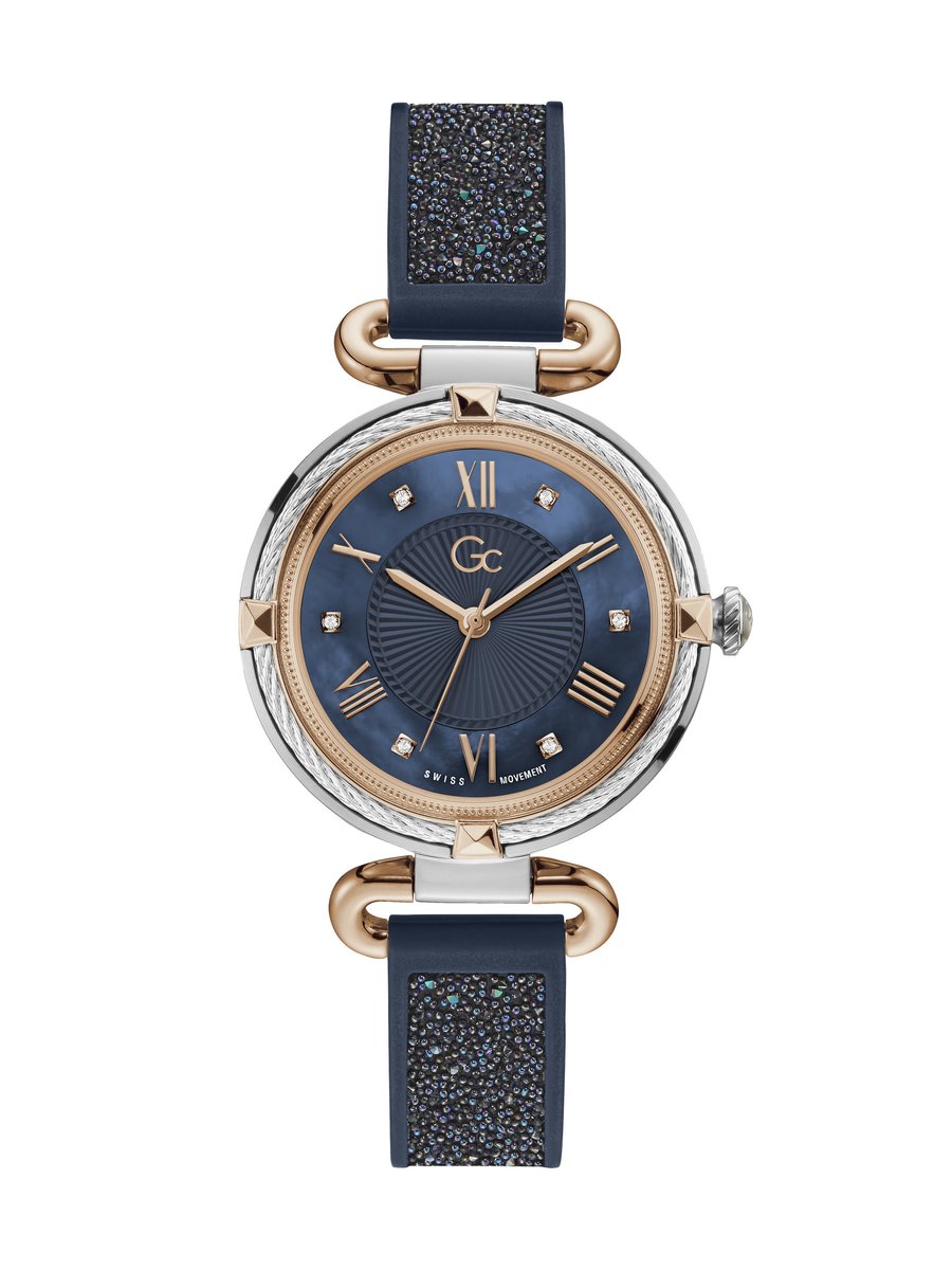 Gc Gc Cablechic Quartz 2 Tijdzones Blauw Kast: 100% Roestvrij Staal | Armband: 100% Siliconen 38 Y58004L7MF, Y58007L1MF